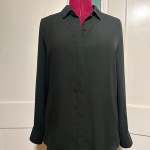 Mossimo Black Button Down Shirt with Convertible Sleeve tabs